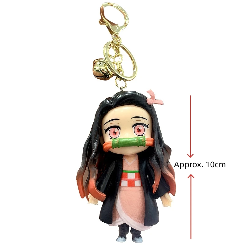 10CM Figurine Demon Slayer Keychains Anime Doll Tanjiro Nezuko Pendent Car Key Chain Accessories Toy Gift 5 - Demon Slayer Plush