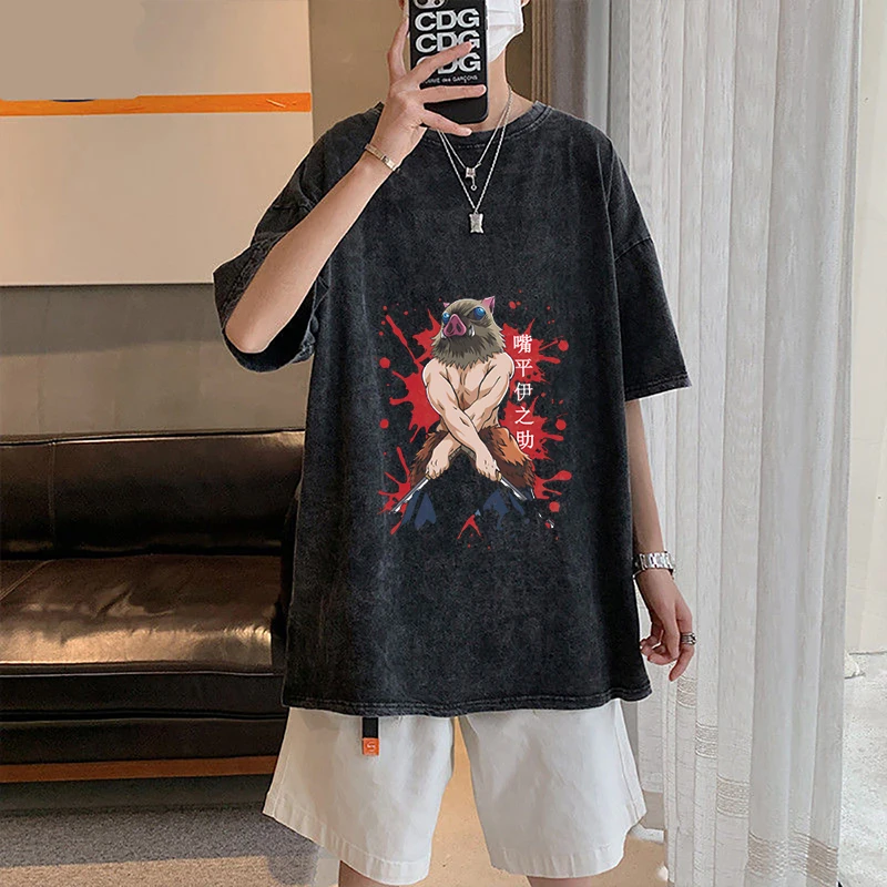 2023 New Japanese Anime Demon Slayer Blade T Shirt Hira Inosuke s Short Sleeve Fashion Summer 3 - Demon Slayer Plush