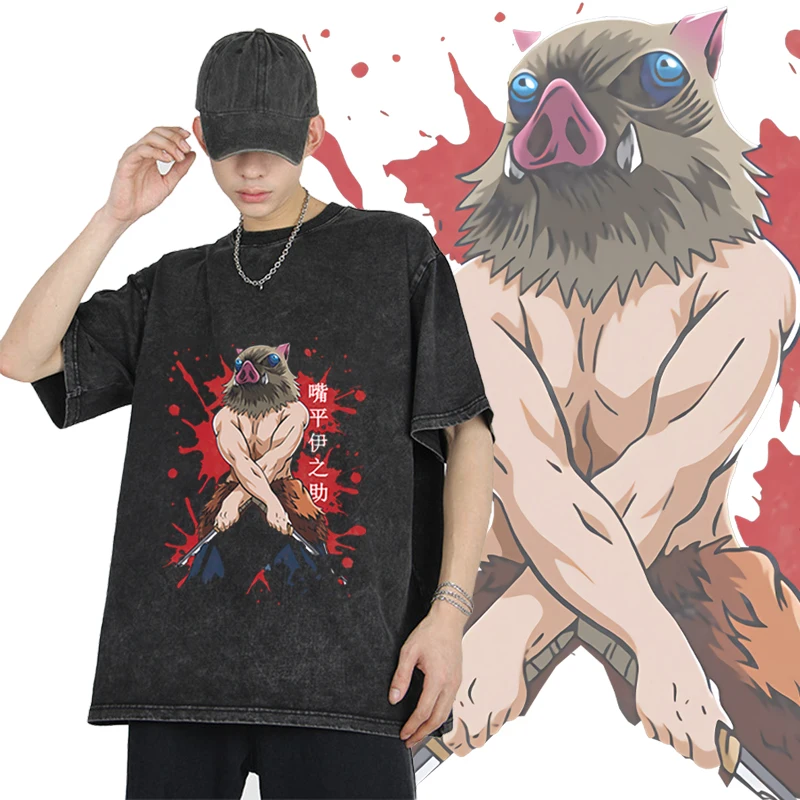 2023 New Japanese Anime Demon Slayer Blade T Shirt Hira Inosuke s Short Sleeve Fashion Summer - Demon Slayer Plush