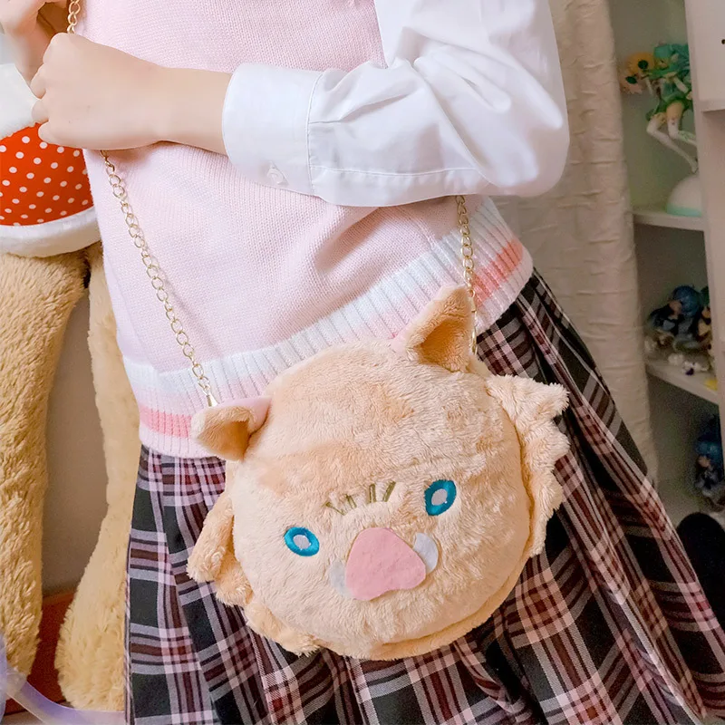 Anime Demon Slayer Plush Toys Hashibira Inosuke Plush Satchel Chain Bag Soft Stuffed Animal Coin Purse 2 - Demon Slayer Plush