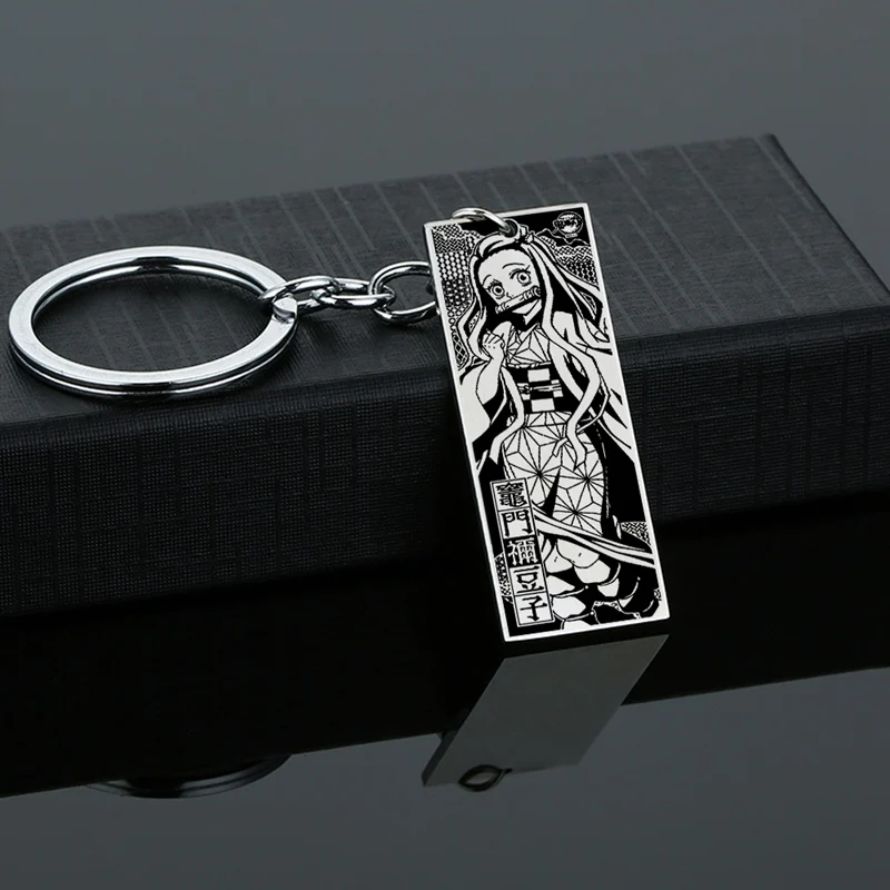 Cosplay Engraved Tanjiro Nezuko Shinobu Figure Stainless Steel Pendants Car Bag Key Chain Japanese Anime Demon - Demon Slayer Plush