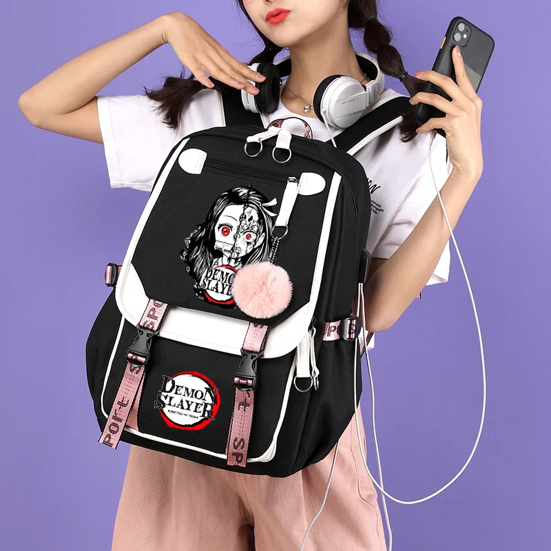 Demon Slayer Nezuko Backpacks for Men Anime School Bag for Teenager Canvas Laptop Back Pack Women 3 - Demon Slayer Plush