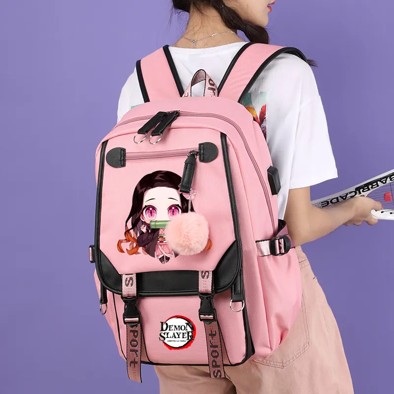 Demon Slayer Nezuko Backpacks for Men Anime School Bag for Teenager Canvas Laptop Back Pack Women 4 - Demon Slayer Plush