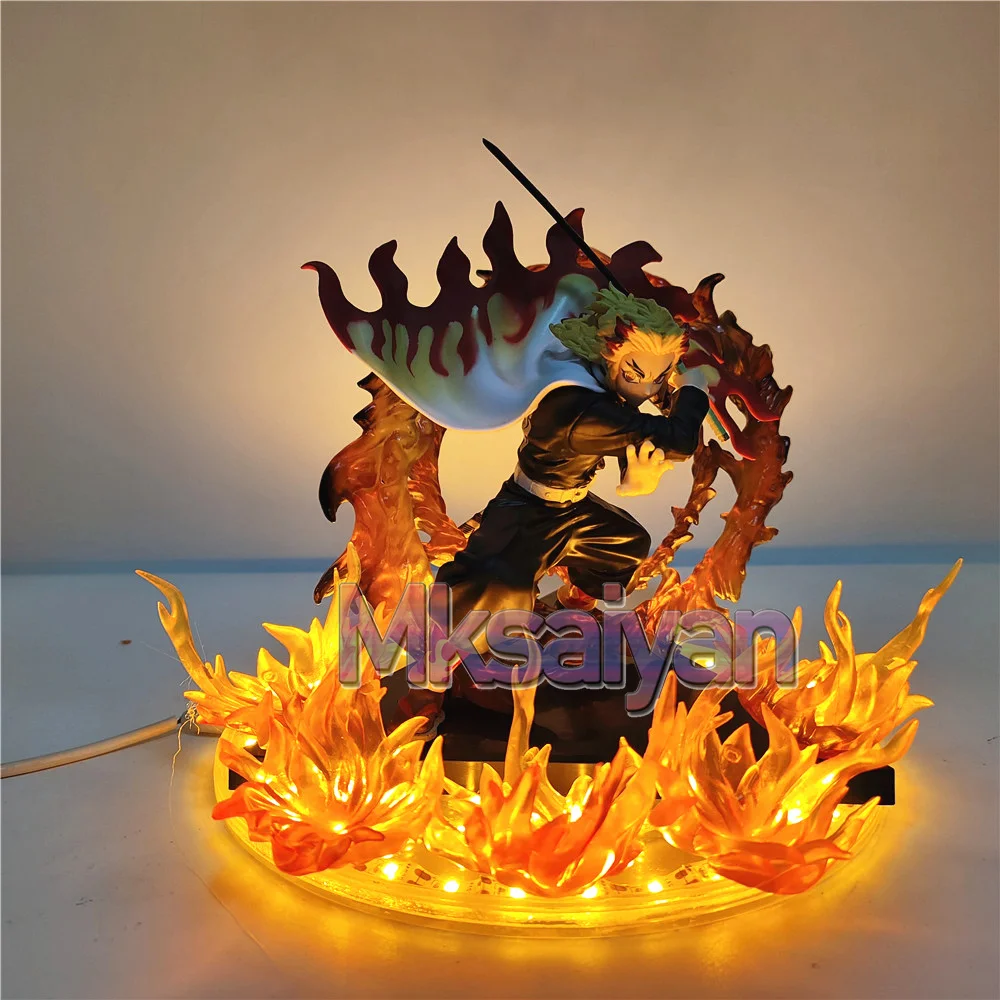 Demon Slayer Rengoku Kyoujurou Anime Figures Fire Led Scene DIY PVC Action Figure Toys Kimetsu no 1 - Demon Slayer Plush