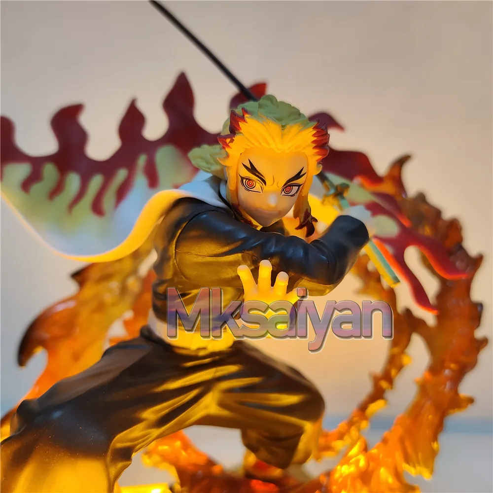 Demon Slayer Rengoku Kyoujurou Anime Figures Fire Led Scene DIY PVC Action Figure Toys Kimetsu no 2 - Demon Slayer Plush