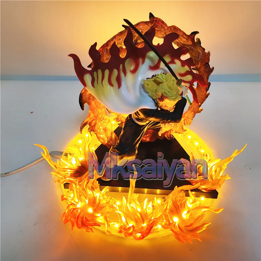 Demon Slayer Rengoku Kyoujurou Anime Figures Fire Led Scene DIY PVC Action Figure Toys Kimetsu no 3 - Demon Slayer Plush