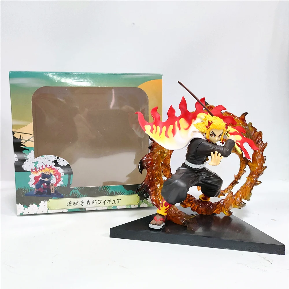 Demon Slayer Rengoku Kyoujurou Anime Figures Fire Led Scene DIY PVC Action Figure Toys Kimetsu no 5 - Demon Slayer Plush