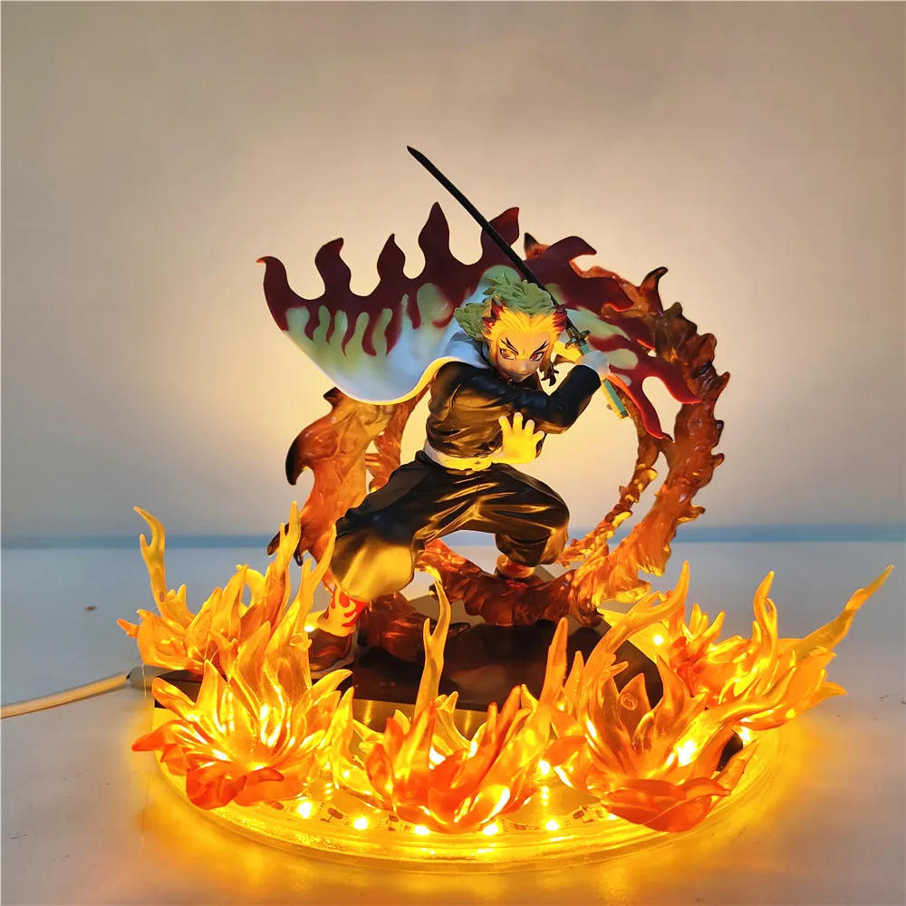 Demon Slayer Rengoku Kyoujurou Anime Figures Fire Led Scene DIY PVC Action Figure Toys Kimetsu no - Demon Slayer Plush