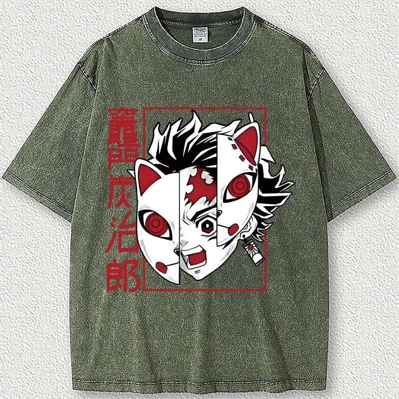 Demon Slayer T shirt Oversized Acid Washed Tee Print Retro Vintage Punk Gothic Unisex Adults Hot 1 - Demon Slayer Plush