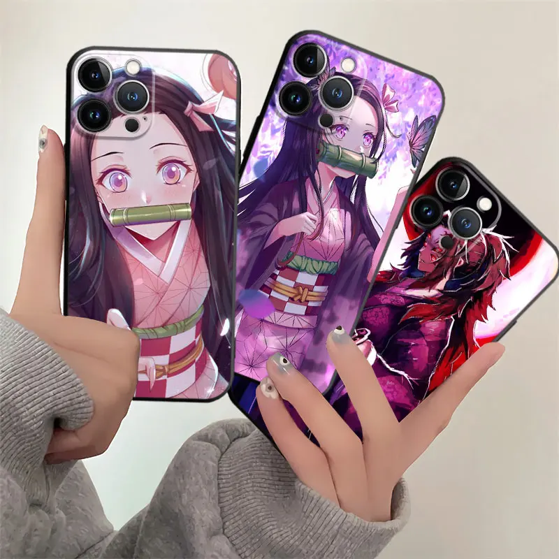Silicone Cover Phone Case For iPhone 15 14 13 12 11 Pro Max Plus XS XR 5 - Demon Slayer Plush