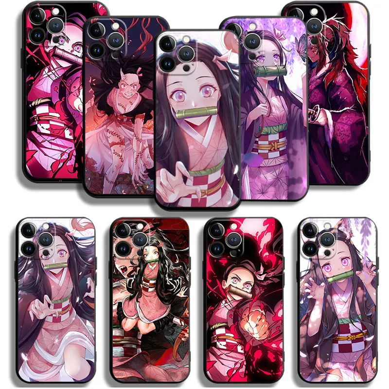 Silicone Cover Phone Case For iPhone 15 14 13 12 11 Pro Max Plus XS XR - Demon Slayer Plush